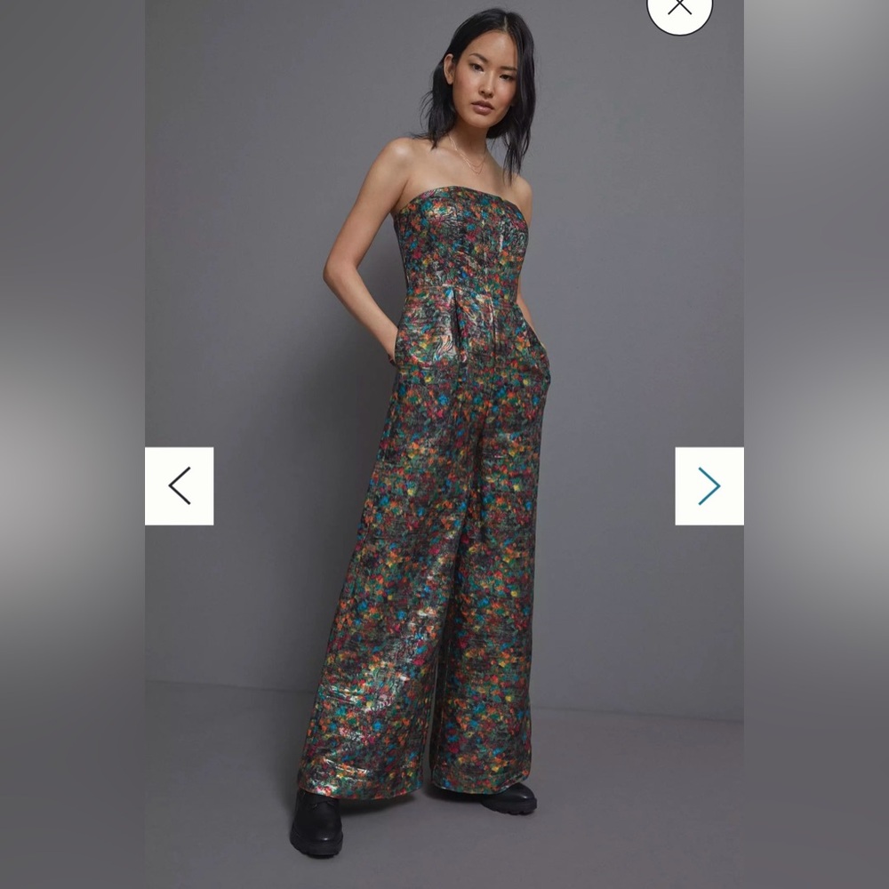 Anthropologie Maeve Samantha Shimmer Wide leg jumpsuit